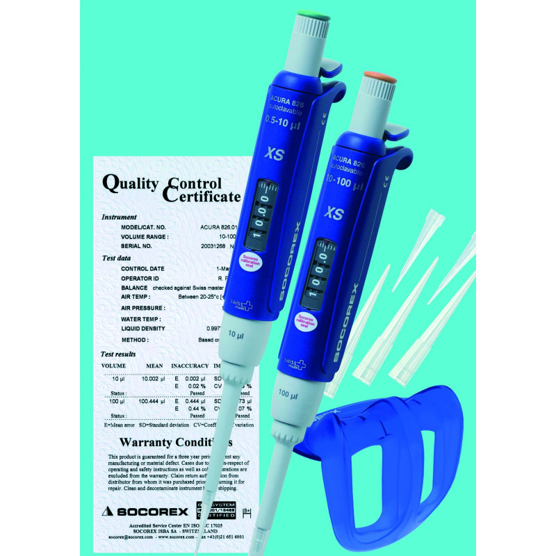 PACK TWIX XS E ACURA MANUEL XS 826 AVEC PIPETTES 0,1 A 2 MICROLITRES ET 2 A 20 MICROLITRES