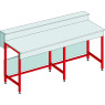 PAILLASSE SECHE AVEC DOSSERET/TABLETTE LONGUEUR 1500 MM X PROFONDEUR 900 MM, PLAN DE TRAVAIL EN GLACE EMAILLEE