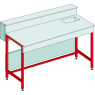 PAILLASSE HUMIDE AVEC DOSSERET/TABLETTE LONGUEUR 1500 MM X PROFONDEUR 900 MM, PLAN DE TRAVAIL EN STRATIFIE