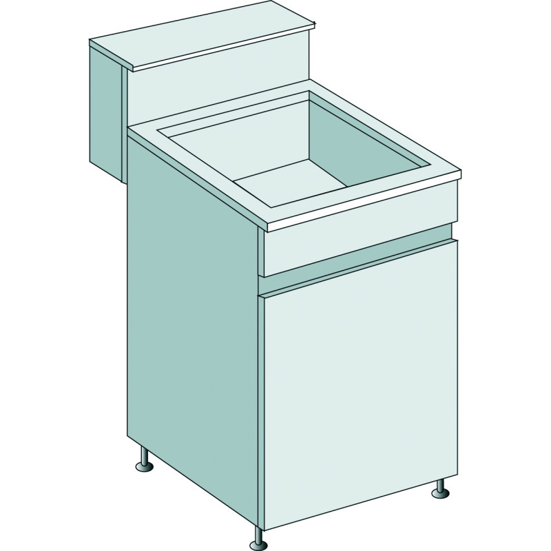 LAVERIE EN GRES SUR MEUBLE AVEC DOSSERET/TABLETTE EQUILABO