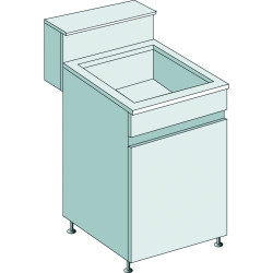 LAVERIE EN POLYPROPYLENE AVEC DOSSERET/TABLETTE SUR MEUBLE LONGUEUR 600 MM X PROFONDEUR 750 MM