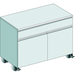 MEUBLE SUR ROULETTES A 2 PORTES AVEC ETAGERE TIROIR, LONGUEUR 830 MM X PROFONDEUR 465 MM X HAUTEUR 720 MM