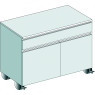 MEUBLE SUR ROULETTES A 2 PORTES AVEC ETAGERE TIROIR, LONGUEUR 830 MM X PROFONDEUR 465 MM X HAUTEUR 720 MM