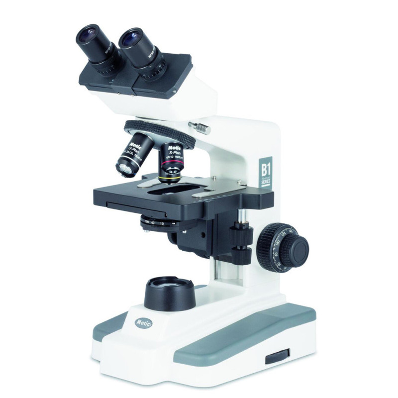 MICROSCOPE BINOCULAIRE MOTIC B1-220E-SP POUR ANALYSE DE ROUTINE, A ECLAIRAGE HALOGENE, AVEC 4 OBJECTIFS PLAN : 4X, 10X, 40X, 100X