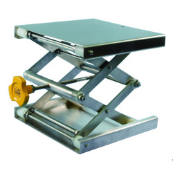SUPPORT ELEVATEUR EN ACIER INOX 200x200 mm HAUTEUR 90 A 320 mm CHARGE MAX 25 Kg