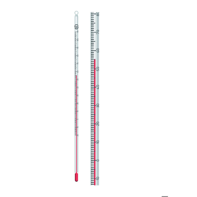 THERMOMETRE A USAGE GENERAL SANS MERCURE REMPLISSAGE LIQUIDE ROUGE -10 / +100øC GRADUATIONS 1øC LONGUEUR 260 mm