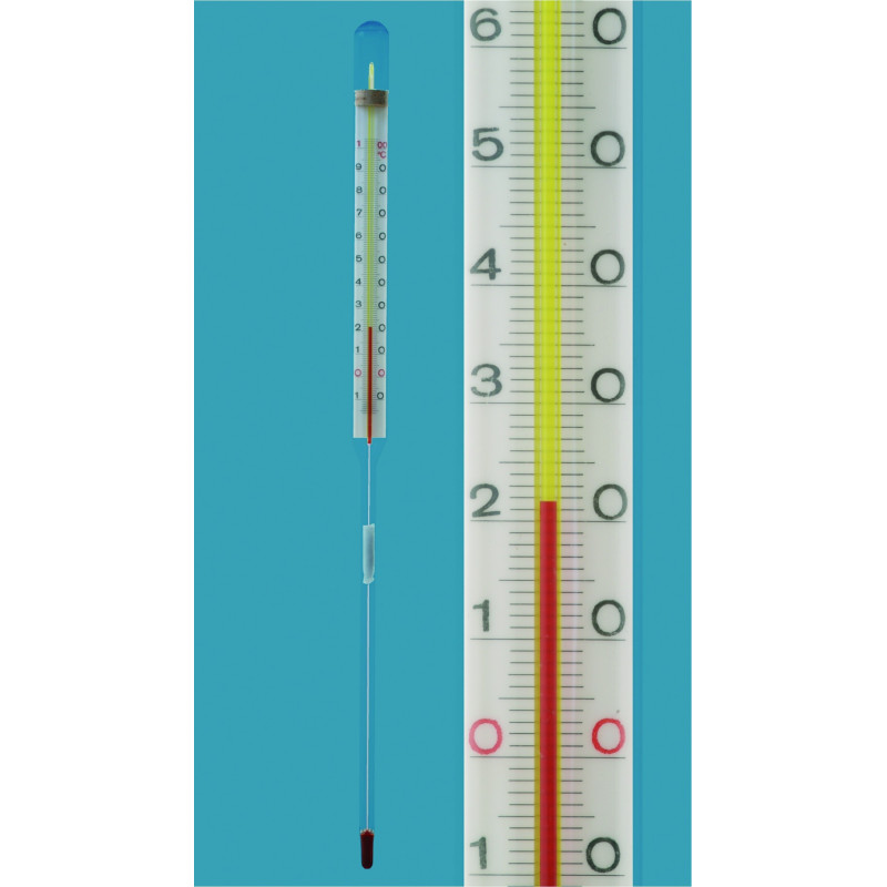 THERMOMETRE INDUSTRIEL A LIQUIDE ROUGE A IMMERSION PARTIELLE 0/+100øC LONGUEUR 165 mm