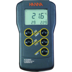 THERMOMETRE COMPACT ETANCHE HANNA HI 935002 A THERMOCOUPLE TYPE K, 2 CANAUX
