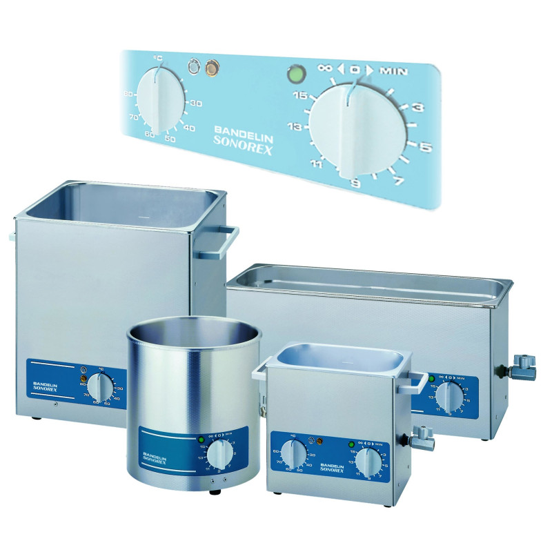 BAIN A ULTRASONS SONOREX SUPER RK 255 H AVEC CHAUFFAGE, DIMENSIONS INT. 300 x 150 x 150 mm CAPACITE 5,5 L