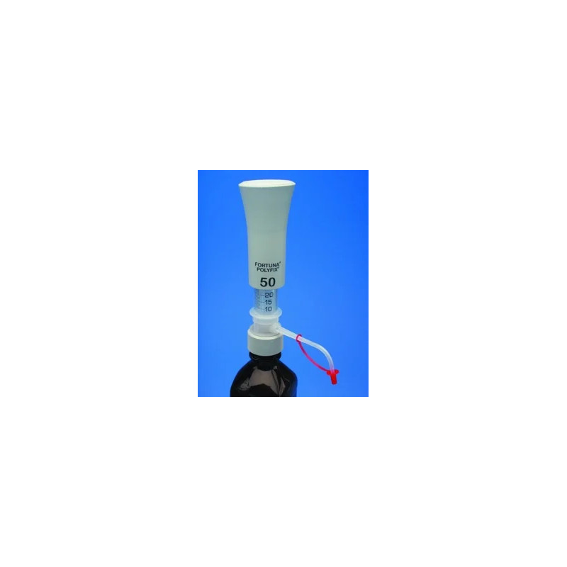 DISTRIBUTEUR AVEC PISTON EN VERRE ET CYLINDRE EN VERRE TRANSPARENT POLYFIX 10-50 ml