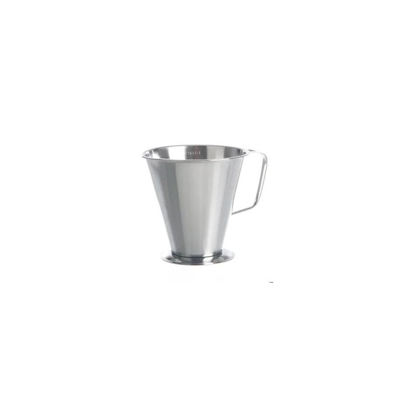 BECHER EN ACIER INOX FORME CONIQUE AVEC BEC VERSEUR ET POIGNEE 500 ML