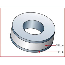 JOINT EN SILICONE MANCHON EN PTFE DOUBLE FACE AVEC OUVERTURE CENTRALE DIAMETRE 16 X 8 mm POUR BOUCHON A VIS GL 18
