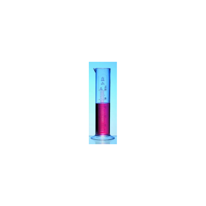 EPROUVETTE EN POLYPROPYLENE FORME BASSE, GRADUATIONS EN RELIEF 50 ml / 1 ml