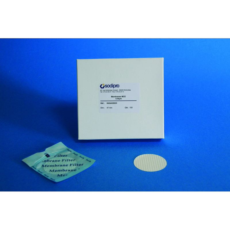 MEMBRANE FILTRANTE EN ESTER DE CELLULOSE MIXTE NON STERILE, DIAMETRE 25 mm SEUIL 0,45 um, PAR 100