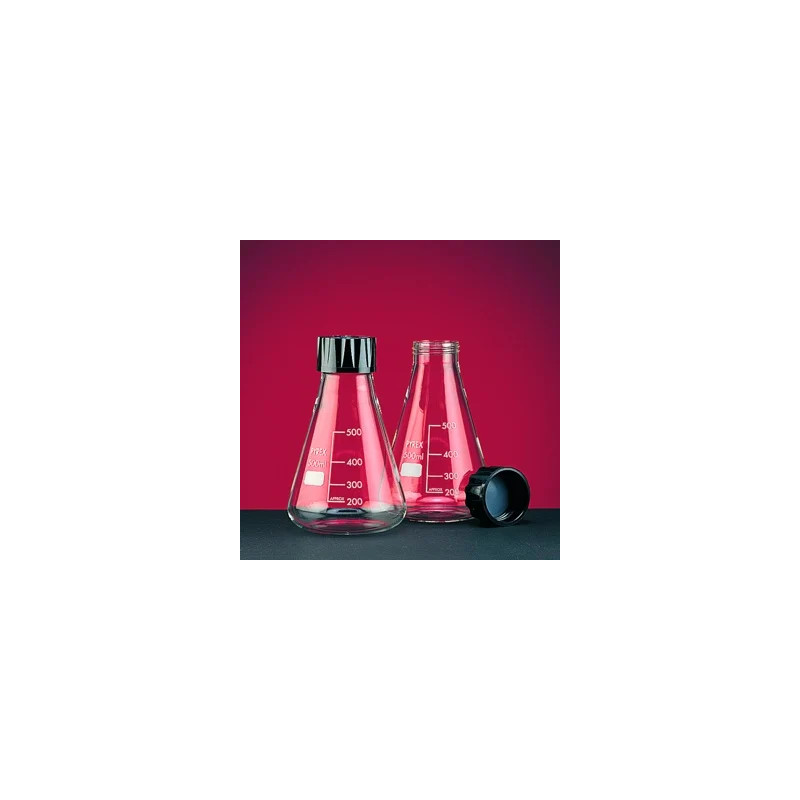 FIOLE ERLENMEYER EN VERRE PYREX AVEC BOUCHON A VIS JOINTE 10 ML PAR 10, A COMMANDER PAR 5 PAQUETS, PRIX AU PAQUET