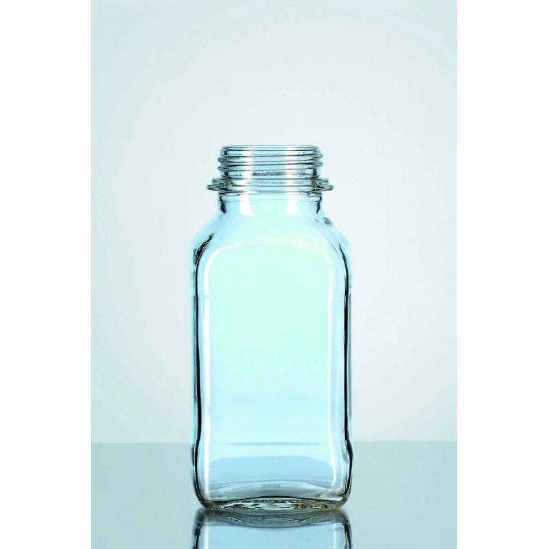 FLACON CARRE EN VERRE BRUN SODOCALCIQUE COL A VIS GL 54 SANS BOUCHON 500 ML