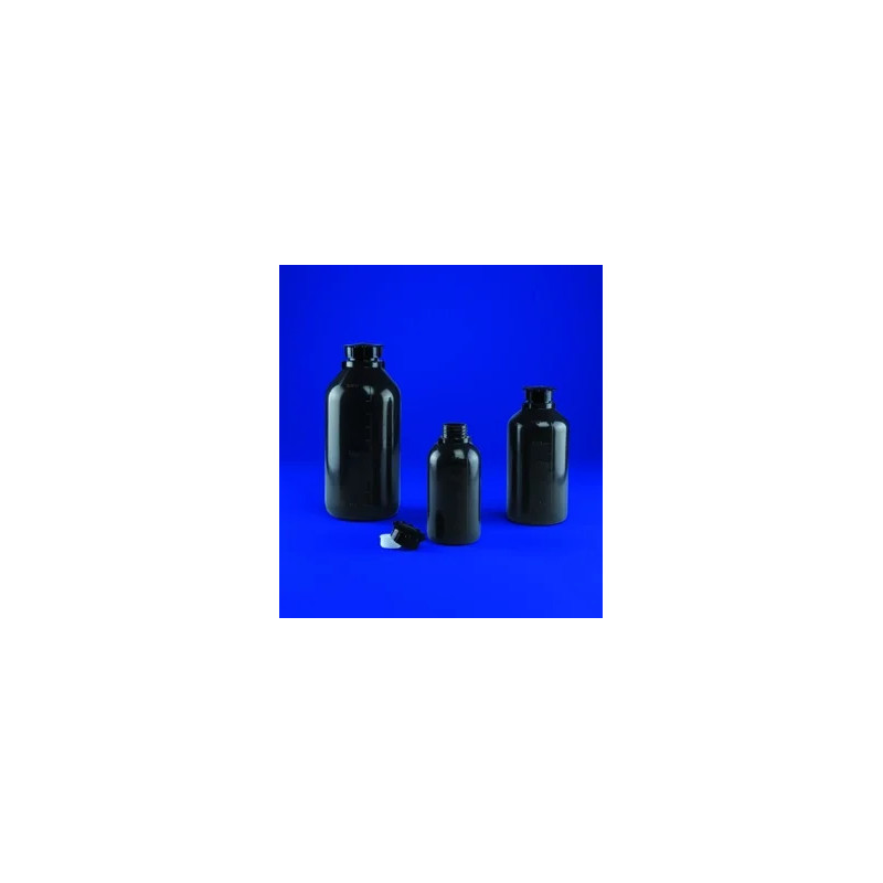 FLACON GRADUE EN POLYETHYLENE GRIS A COL ETROIT 2000 ml AVEC BOUCHON