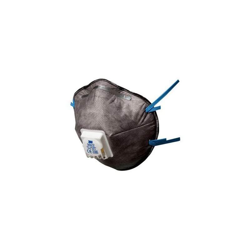 MASQUE DE PROTECTION ANTI-POUSSIERES, ANTI-ODEURS ORGANIQUES 3M FORME COQUE AVEC SOUPAPE PAR 10