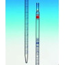 PIPETTE GRADUEE EN VERRE HIRSCHMANN CLASSE AS GRADUATIONS BLEUES ECOULEMENT TOTAL ZERO EN HAUT AVEC 