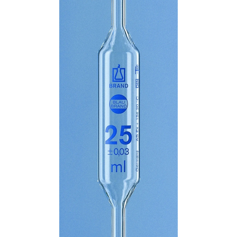 PIPETTE JAUGEE EN VERRE CLASSE AS BLAUBRAND® 2 TRAITS BLEUS 5 ml