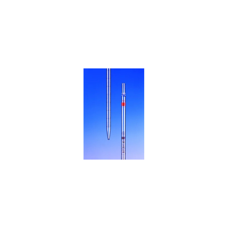 PIPETTE GRADUEE EN VERRE HIRSCHMANN CLASSE AS GRADUATIONS BRUNES ECOULEMENT PARTIEL ZERO EN HAUT