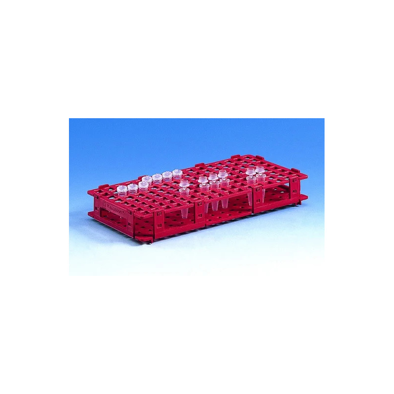 PORTOIR EN POLYPROPYLENE BLANC 6 X 14 EMPLACEMENTS POUR MICROTUBE DE DIAMETRE 13 mm