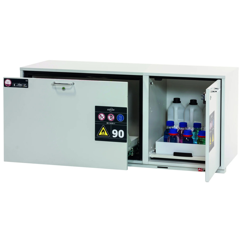 ARMOIRE DE SECURITE MULTIRISQUES SOUS PAILLASSE, ASECOS K-UB-90, 1 PORTE BATTANTE ET 1 TIROIR