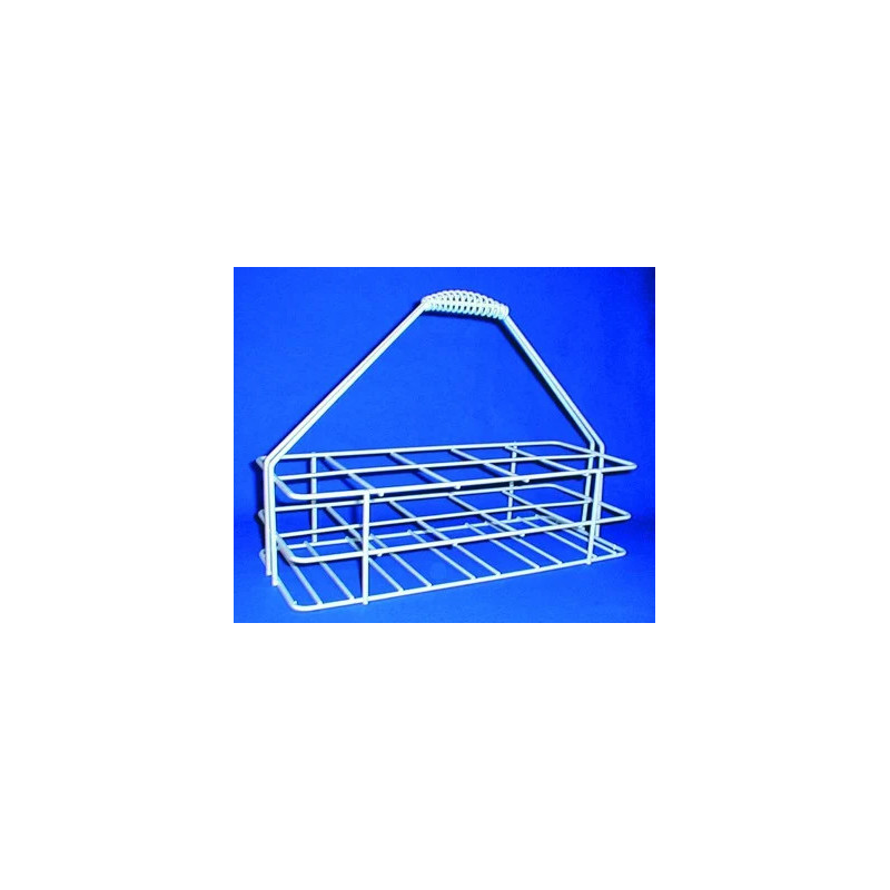 PANIER PORTE-FLACONS EN FIL D'ACIER INOX, A EMPLACEMENTS 100 x 100 mm