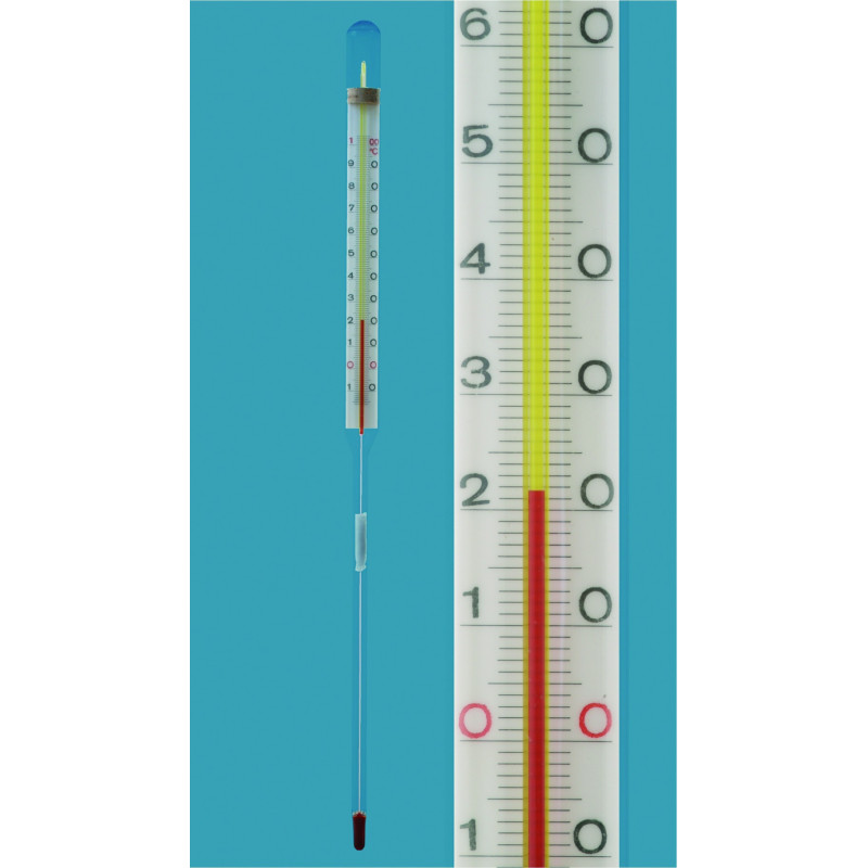THERMOMETRE INDUSTRIEL A LIQUIDE ROUGE A IMMERSION PARTIELLE 0/+100øC LONGUEUR 105 mm