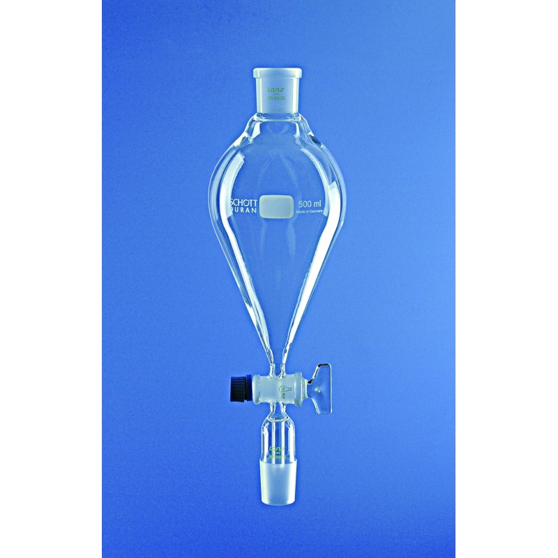 AMPOULE D'ADDITION EN VERRE DURAN FORME POIRE 2000 ml AVEC RODAGE MALE/FEMELLE 29/32, CLE EN VERRE
