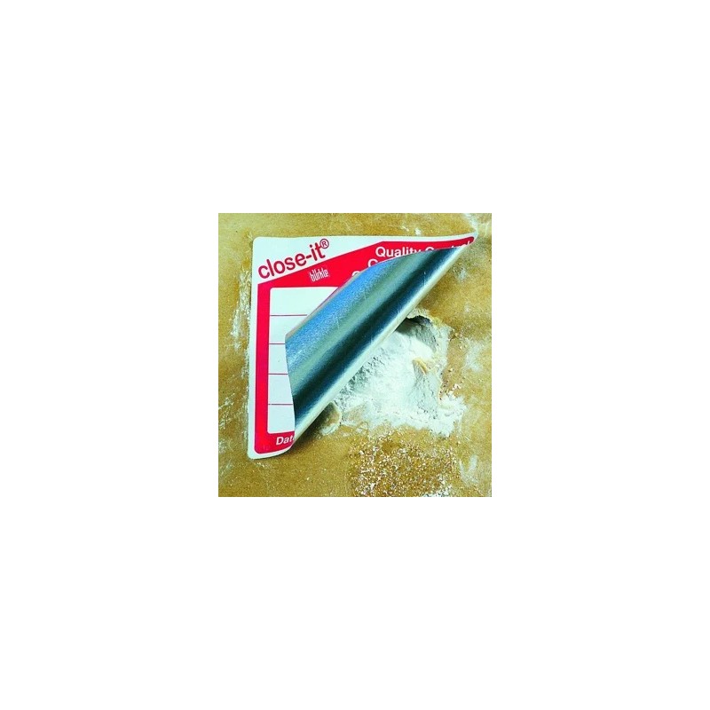 ETIQUETTE AUTOCOLLANTE DE FERMETURE 'CLOSE-IT FOOD' 150X150 MM COLORIS BLEU, ROULEAU DE 250