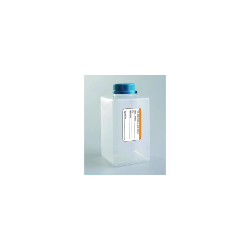 FLACON CARRE PP TRANSPARENT POUR PRELEVEMENT D'EAU, GRADUE, STERILE, BOUCHON A VIS JOINTE INVIOLABLE , SANS THIOSULFATE , 250 ML PAR 108