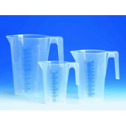 BECHER EN POLYPROPYLENE AVEC ANSE GRADUATIONS BLEUES 2000 ml