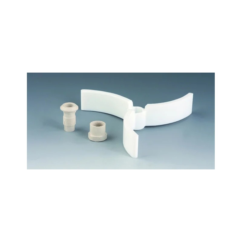 TETE D'AGITATION EN PTFE, A HELICE 3 AILETTES COURBEES DIAMETRE 60 mm POUR TIGE DIAMETRE 10 mm