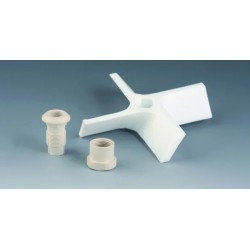 TETE D'AGITATION EN PTFE, A HELICE 4 AILETTES INCLINEES DIAMETRE 50 mm POUR TIGE DIAMETRE 8 mm