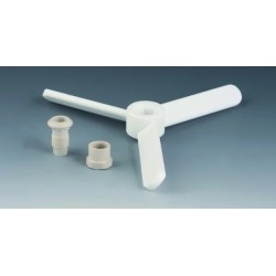 TETE D'AGITATION EN PTFE, A HELICE 3 AILETTES INCLINEES DIAMETRE 200 mm POUR TIGE DIAMETRE 16 mm