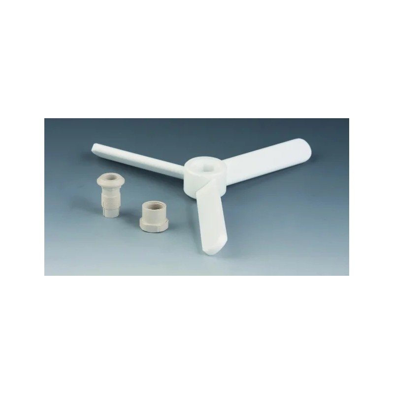 TETE D'AGITATION EN PTFE, A HELICE 3 AILETTES INCLINEES DIAMETRE 200 mm POUR TIGE DIAMETRE 16 mm
