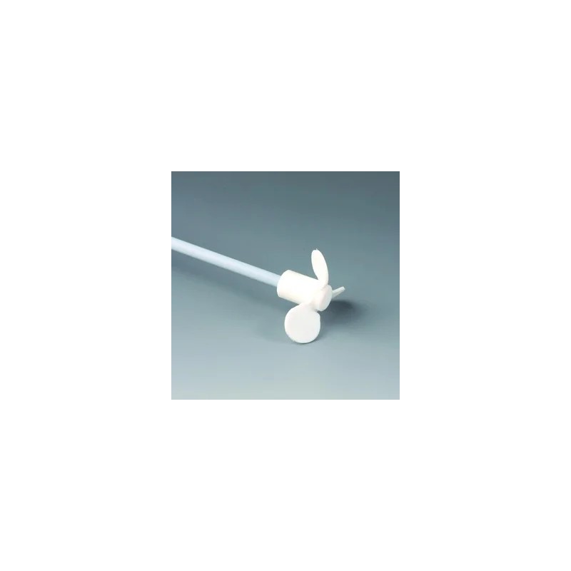 TIGE D'AGITATION EN INOX REVETEMENT PTFE 6 x 350 mm , A HELICE 3 AILETTES ARRONDIES EN PTFE DIAMETRE 5