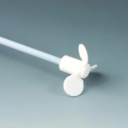 TIGE D'AGITATION EN INOX REVETEMENT PTFE 6 x 450 mm , A HELICE 3 AILETTES ARRONDIES EN PTFE DIAMETRE 5