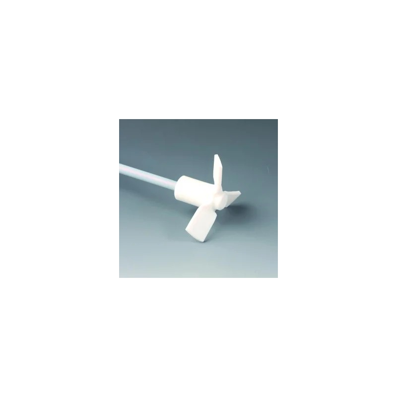 TIGE D'AGITATION EN INOX REVETEMENT PTFE 10 x 600 mm , A HELICE 3 AILETTES RECTANGULAIRES EN PTFE DIA