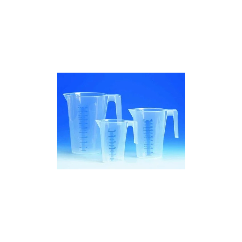 BECHER EN POLYPROPYLENE AVEC ANSE GRADUATIONS BLEUES 3000 ml