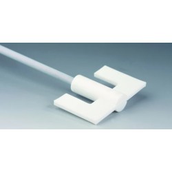 TIGE D'AGITATION EN INOX REVETEMENT PTFE 8 x 600 mm, A PALE FORME ANCRE EN PTFE DIAMETRE 100 mm