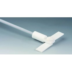 TIGE D'AGITATION EN INOX REVETEMENT PTFE 8 x 450 mm , A 2 PALES PLIABLES EN PTFE DIAMETRE 90 mm
