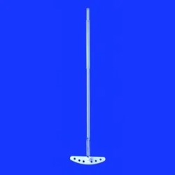 TIGE D'AGITATION EN VERRE DURAN 10 x 280 mm A PALE DEMI LUNE A PERFORATIONS EN PTFE 55 x 17 mm