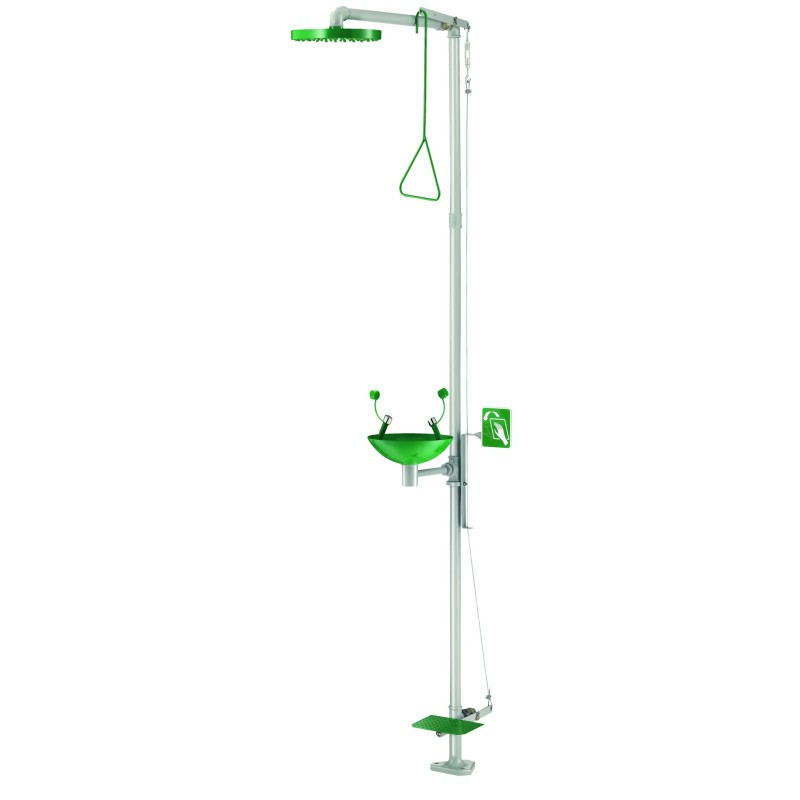 COMBINE DOUCHE LAVEUR D'YEUX EN ABS / INOX COMMANDE MANUELLE ET PIED