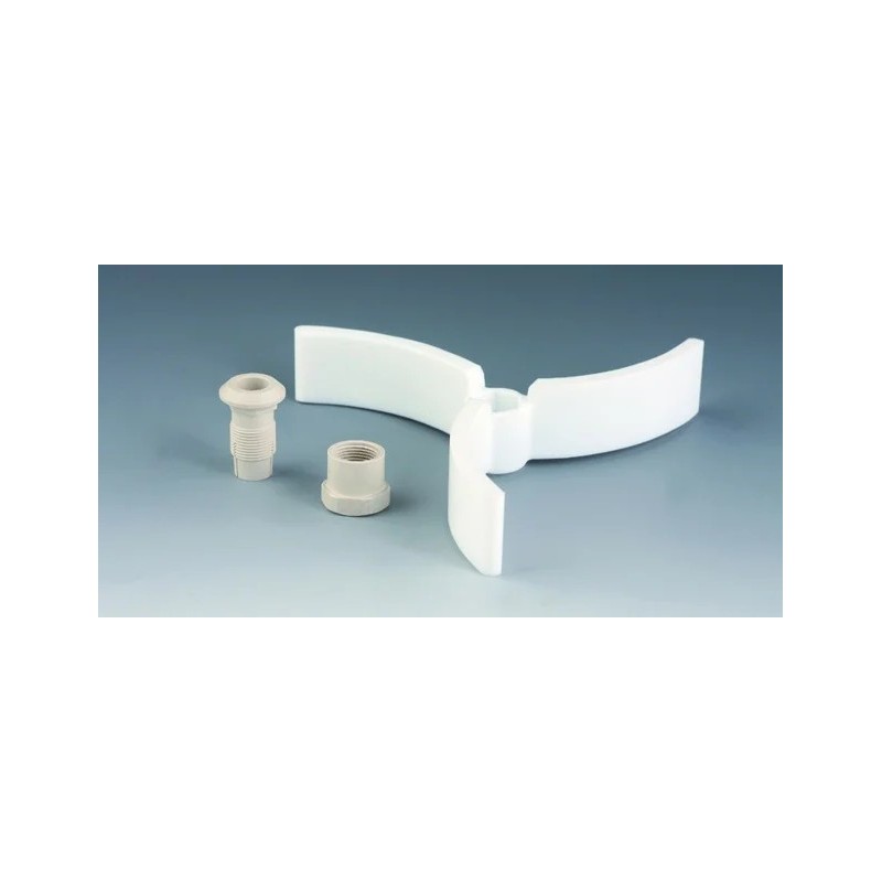 TETE D'AGITATION EN PTFE, A HELICE 3 AILETTES COURBEES POUR TIGE DIAMETRE 10 mm