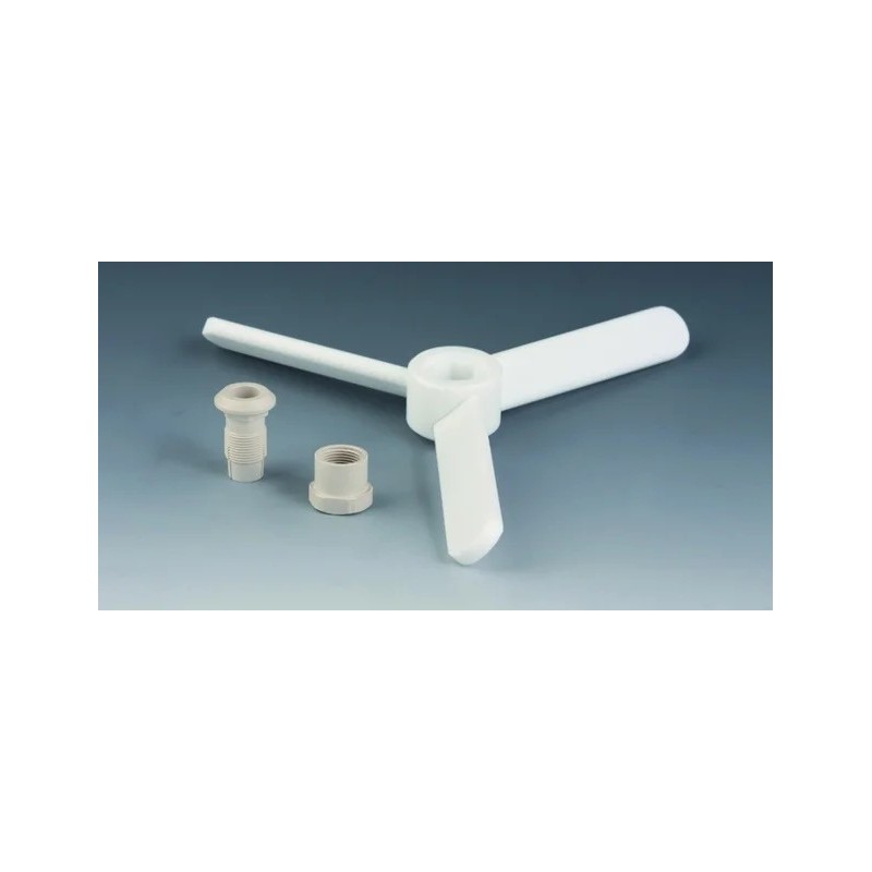 TETE D'AGITATION EN PTFE, A HELICE 3 AILETTES INCLINEES  POUR TIGE 