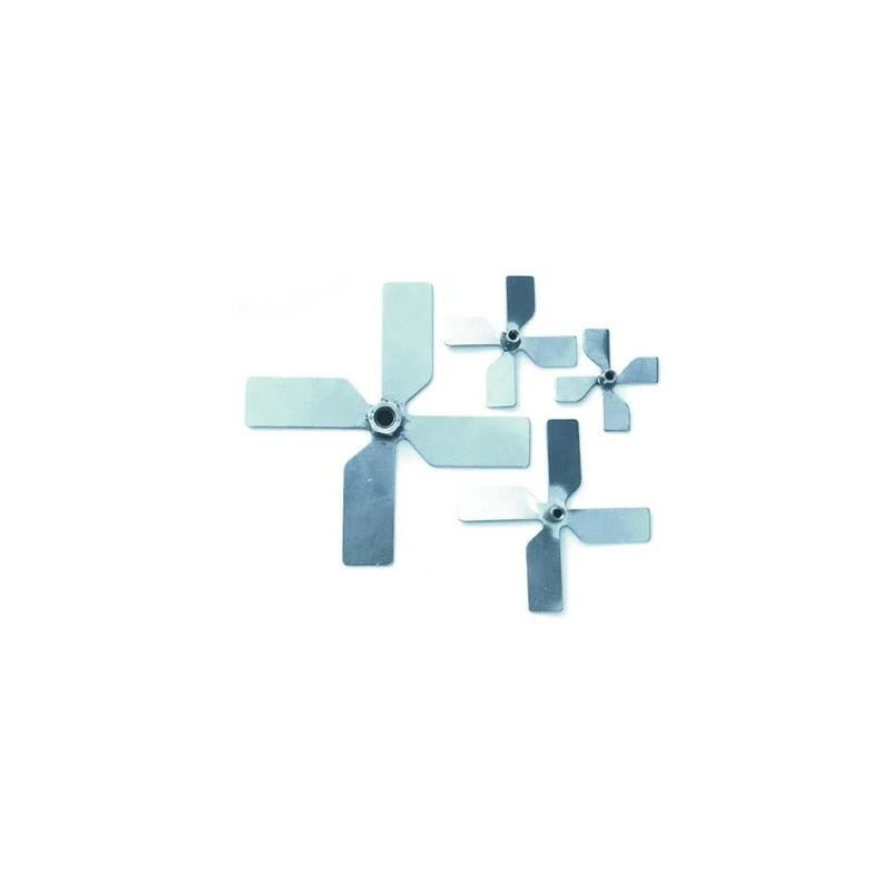TETE D'AGITATION EN ACIER INOX, A HELICE 4 AILETTES INCLINEES 90° FILETAGE M6