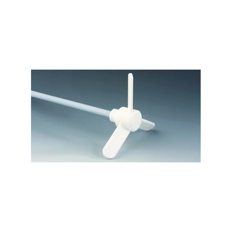 TIGE D'AGITATION EN ACIER INOX REVETEMENT PTFE, A HELICE 3 AILETTES INCLINEES EN PTFE