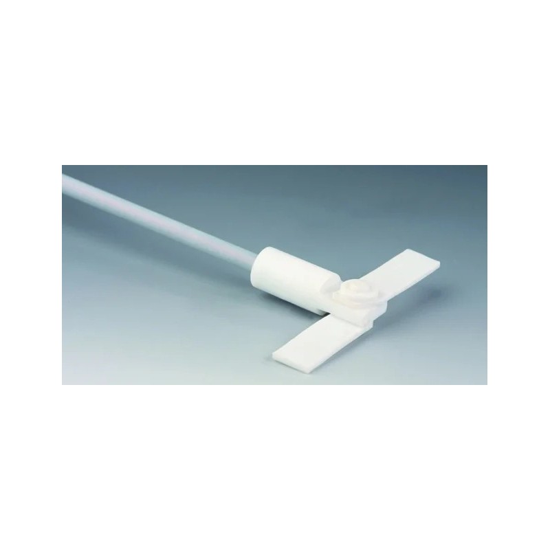 TIGE D'AGITATION EN ACIER INOX REVETEMENT PTFE, A 2 PALES PLIABLES EN PTFE